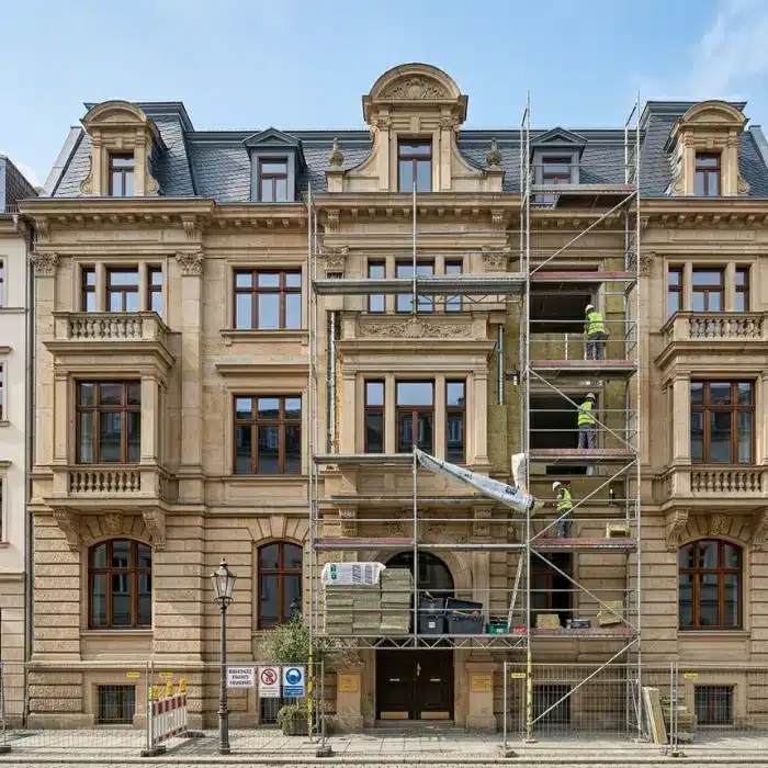 Energieberatung für denkmalgeschütztes Nichtwohngebäude mit laufender Sanierung und Baugerüst